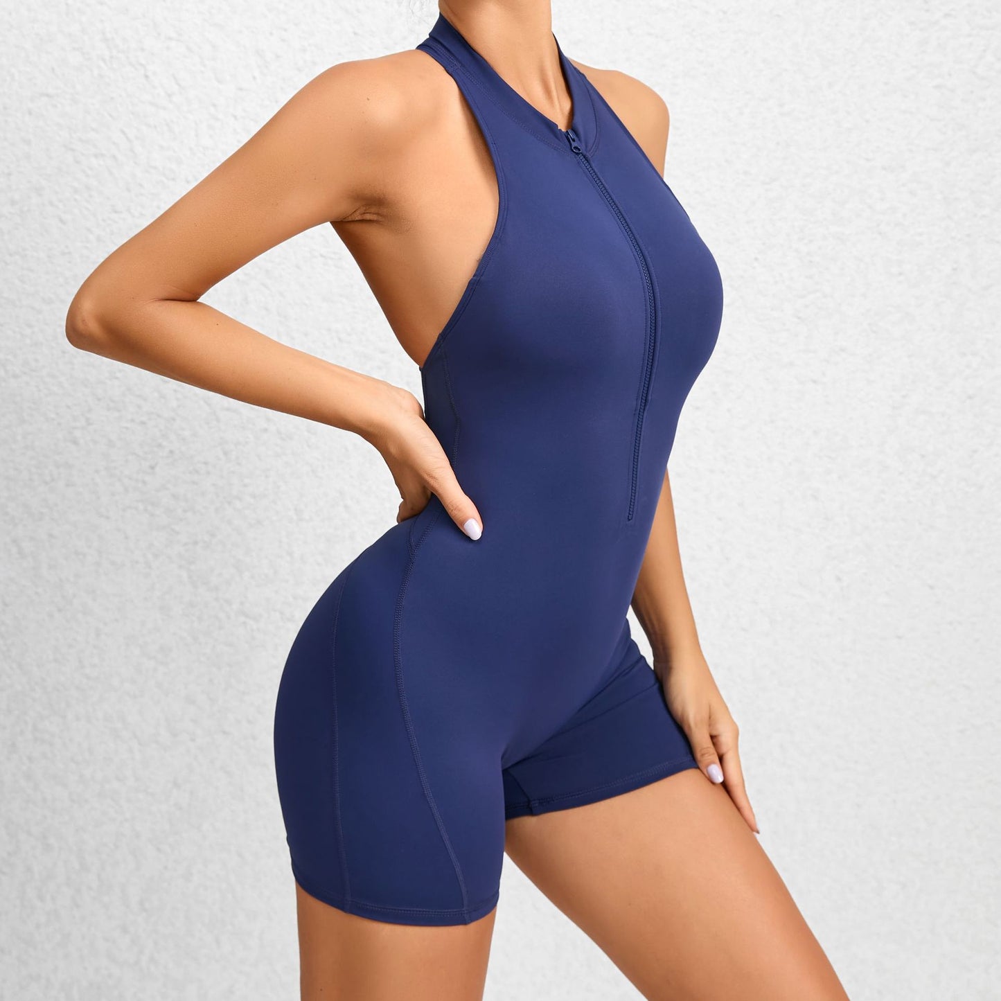 Zippered Yoga Tummy Control Jumpsuit