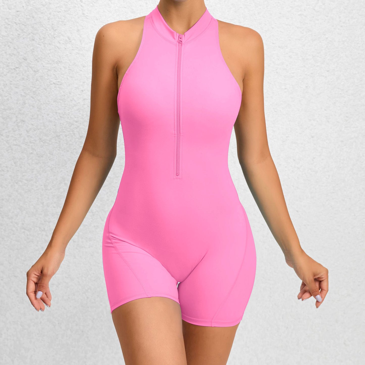 Zippered Yoga Tummy Control Jumpsuit