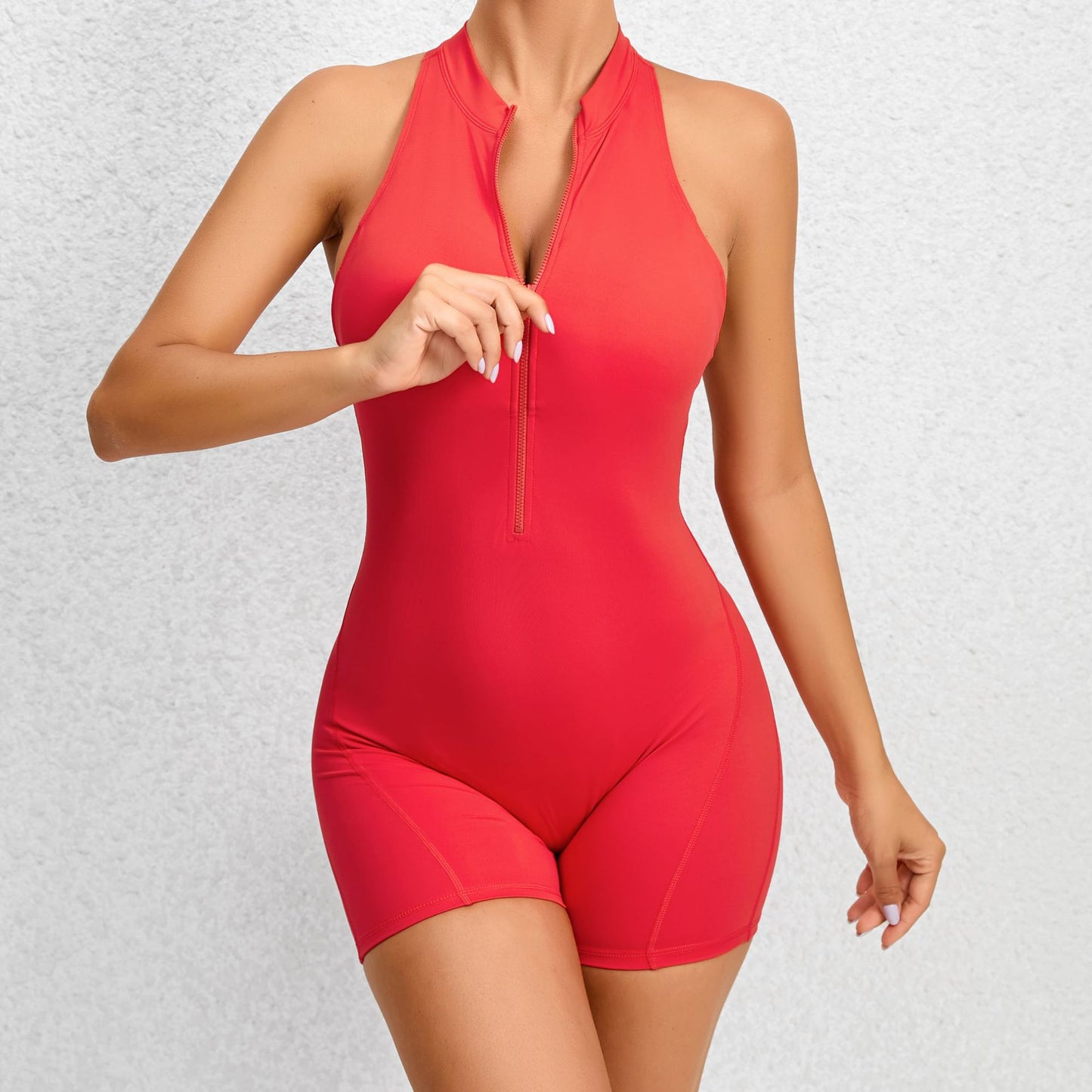 Zippered Yoga Tummy Control Jumpsuit
