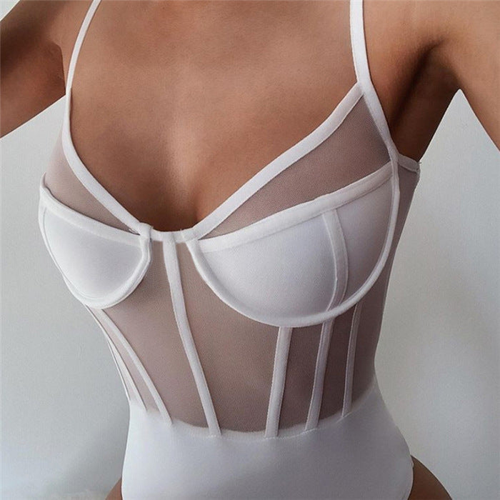 Transparent V-Neck Bodysuit